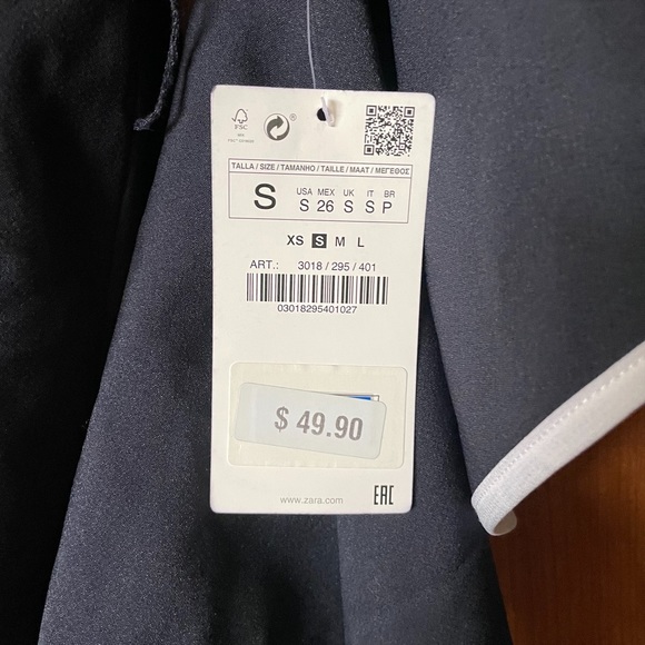 NWT Zara Women’s Black Blazer Cardigan Jacket Bell Sleeves Sz Small - Picture 6 of 7